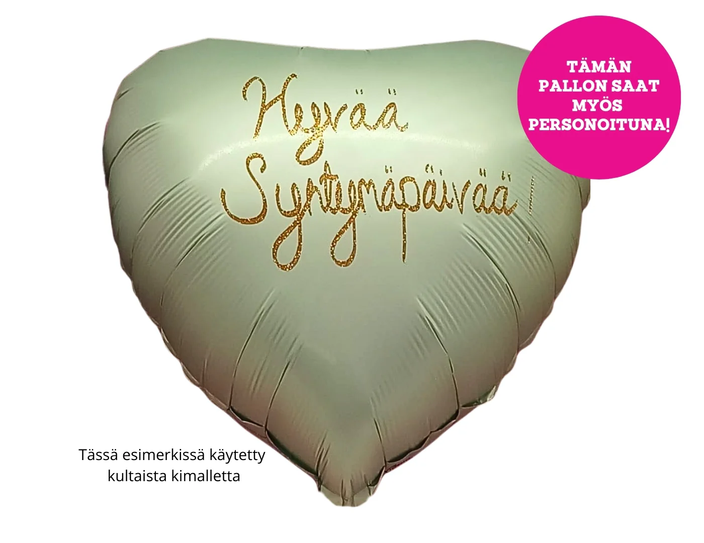 Satiinimintunvihreä sydän foliopallo - Image 4