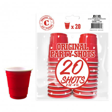Shottilasi 40 ml konepestävä 20 kpl/pkt punainen