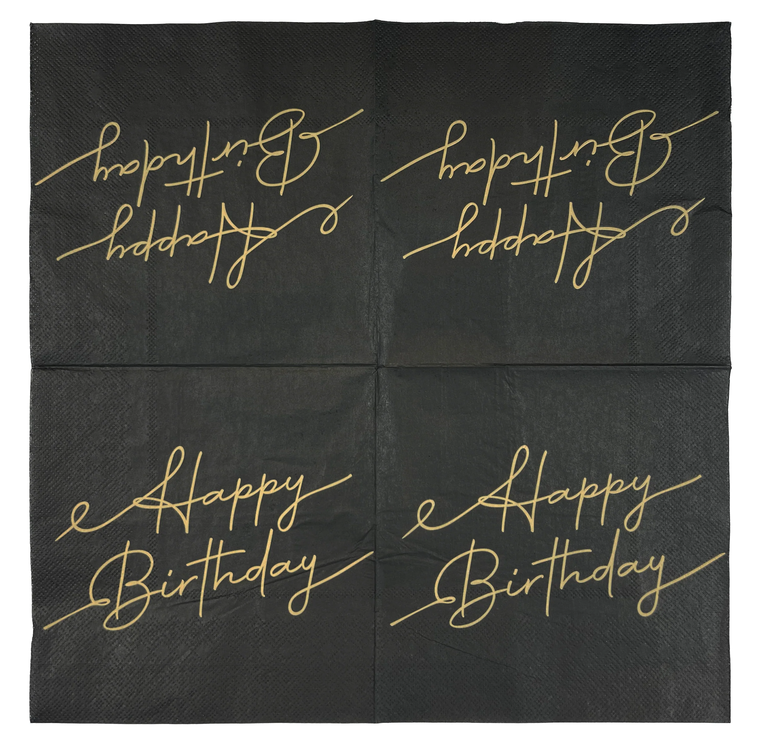 Suuri lautasliina Happy Birthday musta 33 x 33 cm 20 kpl/pkt - Image 2
