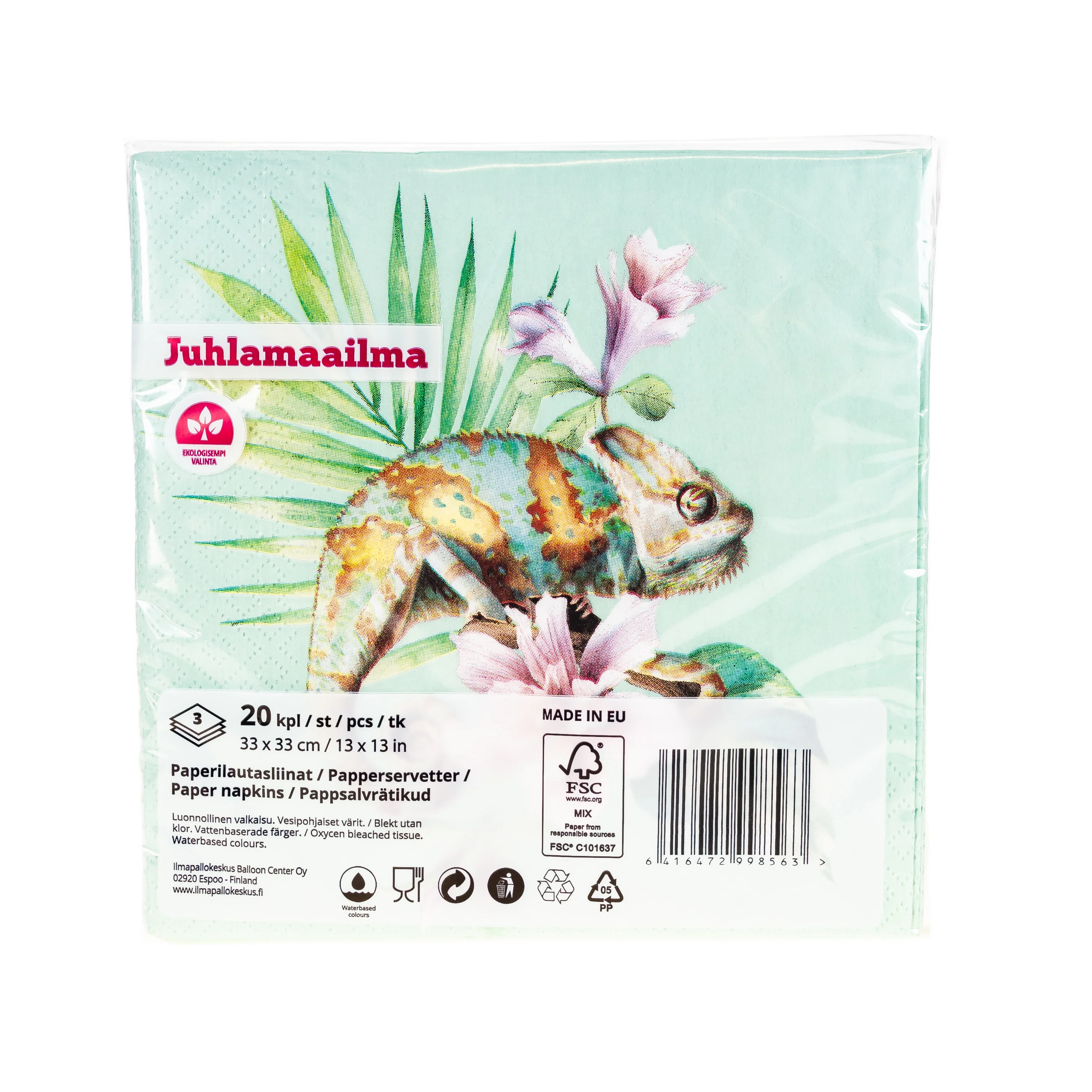 Suuri lautasliina leguaani 33 x 33 cm vaaleanvihreä 20 kpl/pkt - Image 2