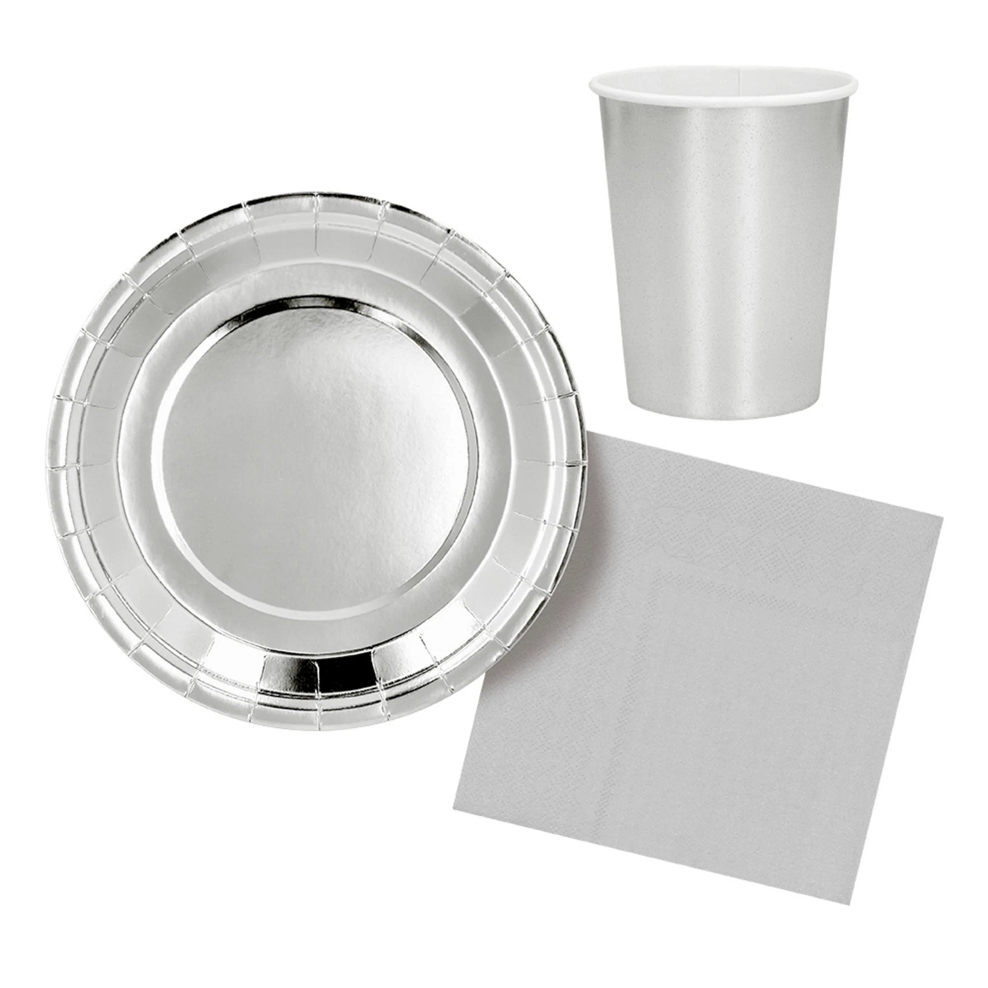 Suuri pahvilautanen hopeanvärinen 23 cm 6 kpl/pkt - Image 3