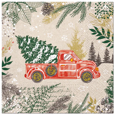 We Care vintage jouluauto EKO-lautasliina 33 x 33 cm 20 kpl/pkt